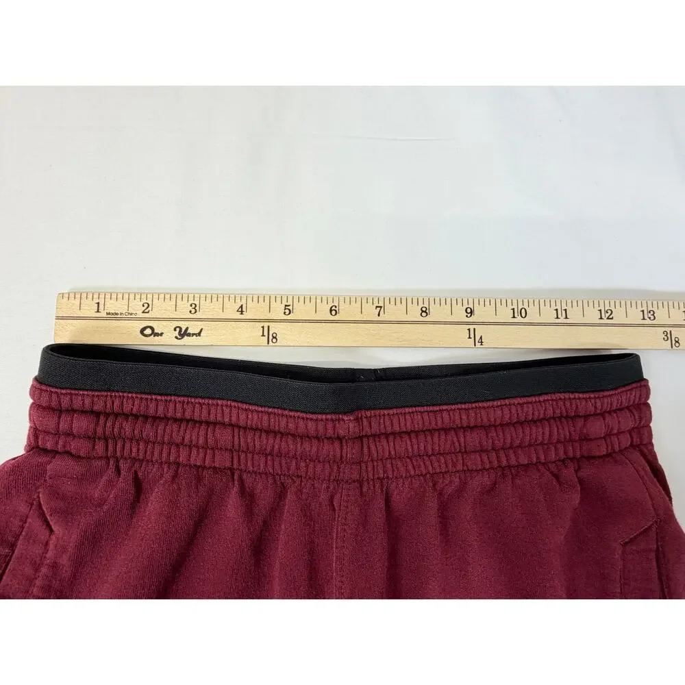 Nike Mens Small Jogger Pants Burgundy Black Tapered Zip Pocket Swoosh Athletic